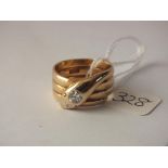 FINE QUALITY 18CT GOLD & DIAMOND wide snake ring approx size N 10.8g inc