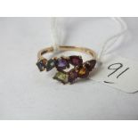 9ct multi gem set ring approx size N