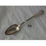 Georgian OE. bright cut table spoon, Lon 1784 by TN 50g.