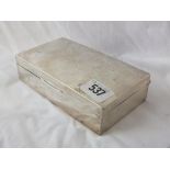Rectangular cigarette box of plain decoration, 6” wide B’ham 1923 by PJF