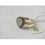 Gold, opal & diamond cluster ring approx size N 3.1g inc