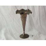 Indian trumpet shaped vase with frilly rim, 7” high 125g.