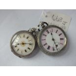 Two silver fob watches