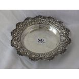 Circular dish with crimped foliate rim, 6.5” dia. Shef 1898 by FB