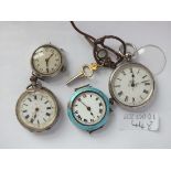 Vintage enamelled wrist watch, etc.