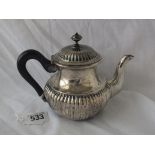 Continental bachelors teapot with fluted sides, 6” over spout .800 180g.