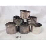 Group of six napkin rings, 145g.