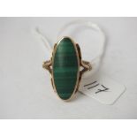 9ct Malachite dress ring approx size O 7.2g inc