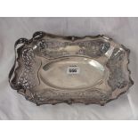 Fruit basket of shaped rectangular outline with scroll pierced sides, 10.5” long Shef 1907 by RSM