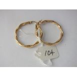 Pair of large 9ct twist hoop earrings 1.6g