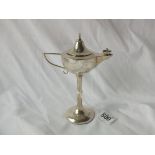 Table lighter in the form of an oil lamp on tall pedestal base, 4.5” over handle B’ham by HCF