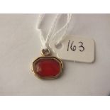 Antique gold and cornelian swivel seal carved with dove & letter intaglio