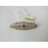 Edwardian sapphire mounted oval brooch