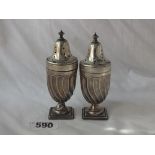 Pair of vase shaped swirl fluted peppers, 4” high B’ham 1890 68g.