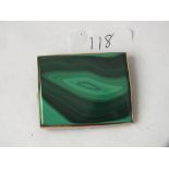 Large rectangular Malachite brooch in 9ct frame 4.5cm X 3.5cm