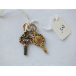 Two antique gold mounted watch keys