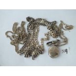 Silver locket and chain plus gilt metal necklaces