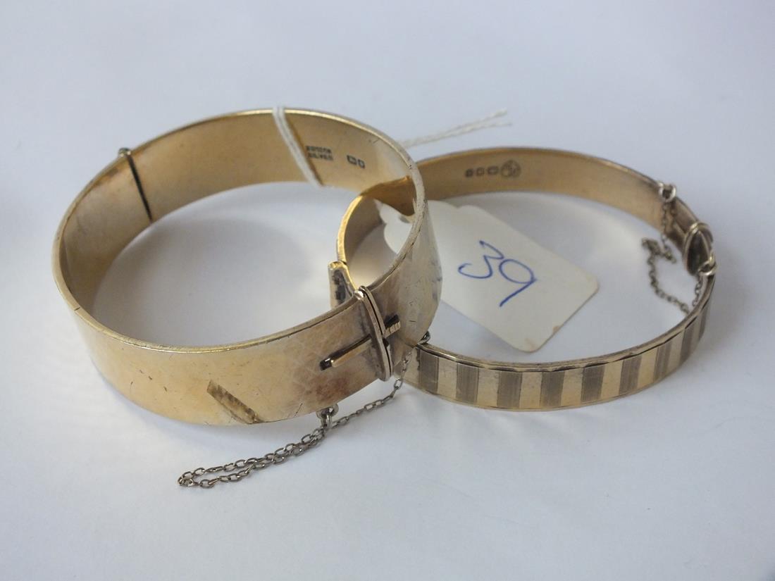 Two silver gilt bracelets 22ct gold on silver