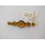Victorian 15ct. diamond set bar brooch 2.5g