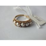 Antique pearl and rose diamond ring set in 18ct. size P 4.6g.