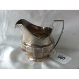 Georgian helmet shaped cream jug with panelled sides, 4.5” over handle Lon 1804 110g.