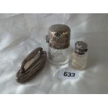 Cylindrical salts jar, 2.5” high B’ham 1903 by S & A etc.