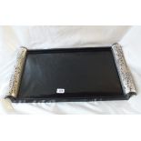 Chinese lacquered mounted tea tray, 21” wide