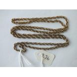 Gold rope twist neck chain, 25” long 9g.