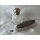 Oval pin jar, 4” long, also a scent bottle