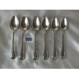 Set of six heavy OE thread tea spoons, Lon 1871 by SW - 160g.