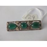 Vintage silver Chrysoprase leaf brooch