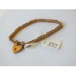 9ct gate link bracelet with heart padlock – 11gm