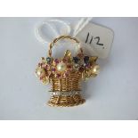 1960’s basket brooch set with stones in 18ct – 73gm