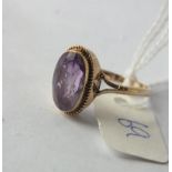 Edwardian oval amethyst ring set in 9ct Approx. O