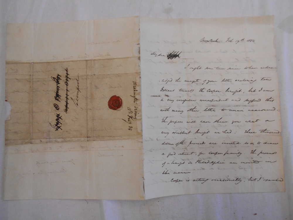 AUTOGRAPHED LETTER Washington Irving folded 4to sheet ALS written on 3 sides dated Feb. 19th.