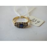 14ct. sapphire and diamond set ring