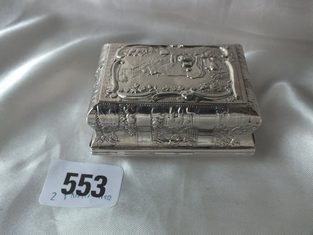 Dutch antique dressing table box, embossed with figures, 2.5” long 50g. - Image 3 of 5