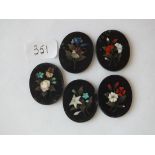 Five pietra dura oval panels 1” long