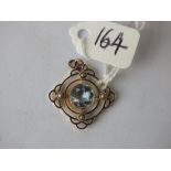 Antique 15ct pearl and blue stone (aqua?) fancy pendant