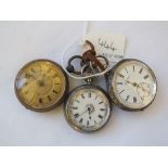 Ladies silver pocket watch by Samuel, also another silver fob watch and a metal example