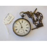 Gents silver pocket watch on metal chain