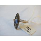 Marquise shaped antique ring set with blue and white stones – Size N