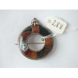 Scottish Agate circular brooch set in silver – 1.1/3 diameter