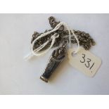 Unusual silver enamelled mummy locket on chain