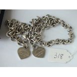 Heavy silver bracelet and a similar necklace stamped Tiffany & Co.