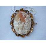 Large gilt mounted cameo people with a goat