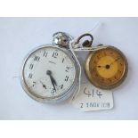 Metal fob watch and a pocket watch by Smiths