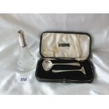 Boxed pusher and spoon, Shef, also a scent bottle