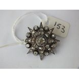 Victorian gold and silver set diamond brooch in form of a star 1.1/4” wide