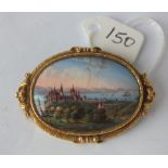 Continental enamelled decorated brooch set in 15ct gold